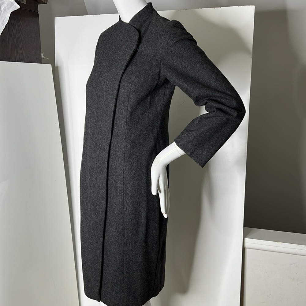 Carolyne Roehm Sz 8 Vintage Gray Soft Wool Snap Button Coat Dress - Picture 2 of 12
